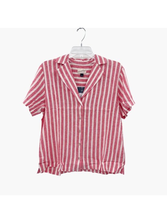 Universal Thread Tops - NEW Universal Thread Coral Striped Linen Blend Short Sleeve Button Down Size M